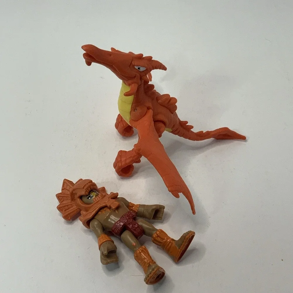 Imaginext Orange Pterodactyl with Warrior figure & Mask flying dinosaur